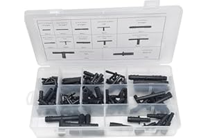 Flygun 113 PCS Car Vacuum Connector Assortment, 12 Sizes Durable Vehicle Wash Tubing Connector Replacements, Universal Automotive Hose Straight Connectors Accessories for Truck SUV Car (Black)