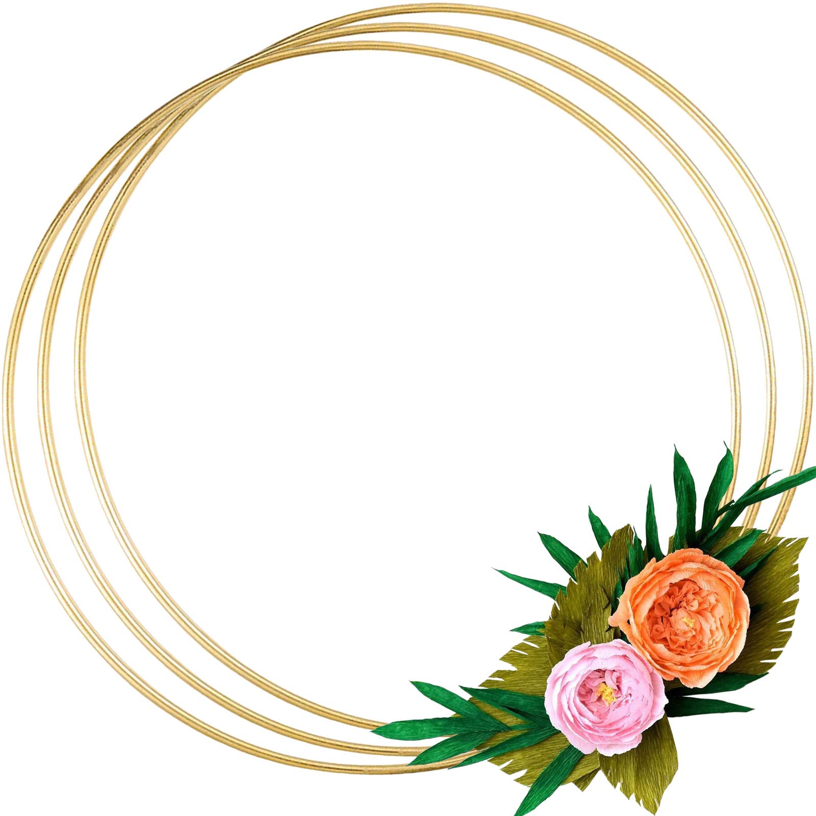 Photo 1 of 3 Pack 14 Inch Large Metal Floral Hoop Wreath Macrame Gold Hoop Rings for Making Wedding Wreath Decor and DIY Dream Catcher Wall Hanging Crafts