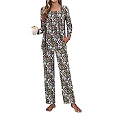 Tencede Women Pajama Set 2026 Lounge Sets Long Sleeve Sleepwear Soft 2 Piece Pjs S-2XL