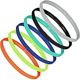 6 Pieces Elastic Sport Headband for Women Men, 6 Colors Thin Non Slip Workout Sweatband Hair Band for Yoga Running Soccer