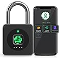 Pothunder Fingerprint Padlock, Fingerprint Lock with APP, Padlock with Keyless Biometric, Smart Padlock Waterproof Suitable for Gym, Locker, Gates, Fence and Storage, YL-P6BF