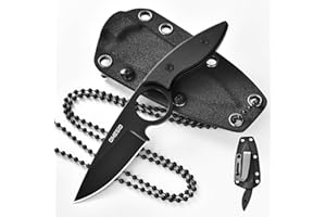 Omesio Small Fixed Blade Neck Knife, 3.54" 5CR13MoV Steel G10 Handle Full Tang Tactical Knife with Kydex Sheath Necklace and Clip, Fixed Blade EDC for Men Women, Outdoor, Camping, Hiking