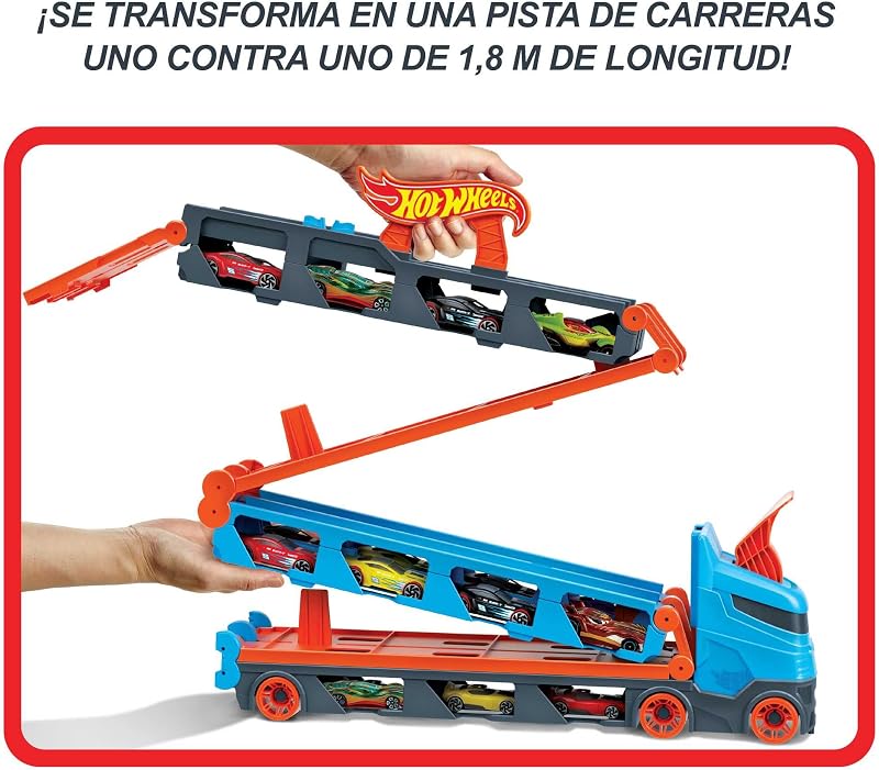 Hot wheels city highway truck, pista de brinquedo de 2 metros com lançador, inclui 3 veículos (mattel hgh33)