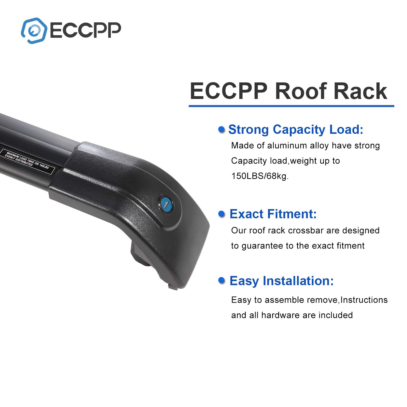 ECCPP Kayak Roof Rack Cross Bars Luggage Cargo Carrier Rails Fit for 2015 2016 2017 2018 2019 Kia Sorento Sport Utility,Aluminum