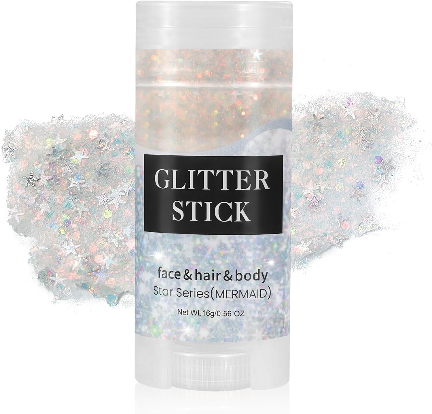 Go Ho Mermaid Body Glitter Stick,Rotating Mermaid Face Glitter Stick,Holographic Glitters Makeup for Face/Body/Hair/Eye,Sparkling Festival Accessories for Women