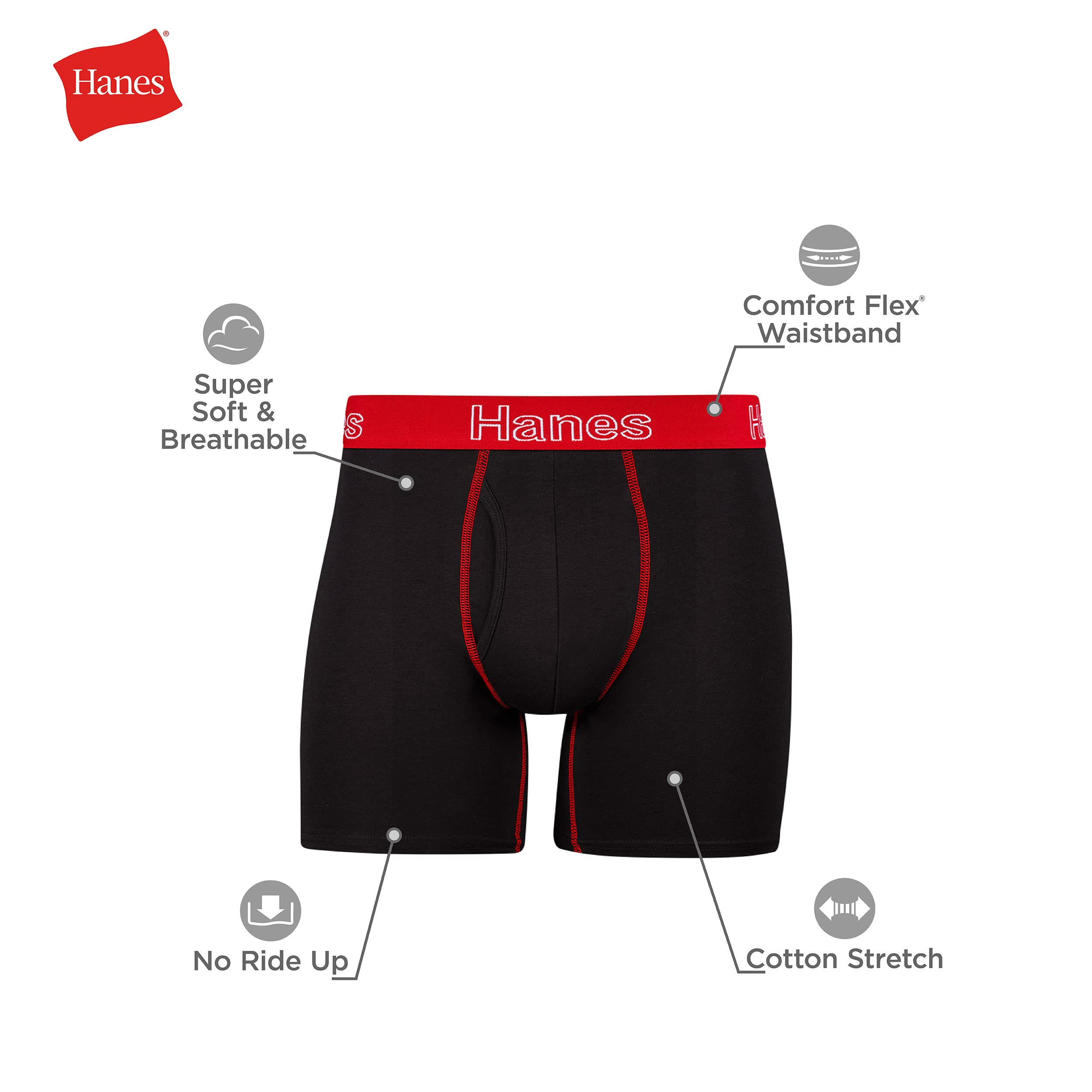 Hanes Men's Underwear, Stretch Cotton Boxer Briefs for Men, Moisture-wicking, Multi-Pack