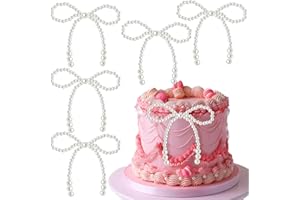 SOLLDGT 12Pcs Pearl Bow Cake Topper Bow Dots Cake Decorations, Bowknot Pearl Bows Cupcake Toppers for Bow Themed Birthday Party Decorations Wedding Baby Shower Party Cake Decoration Supplies
