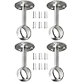 Creatyi Heavy Duty Closet Rod Brackets Closet Shower Curtain Rod Bracket Ceiling-Mount Brackets Closet Rod Holders Closet Pole Sockets Closet Rod Supports for 1 1/4 Inch Rod (4 PCS, Silver)