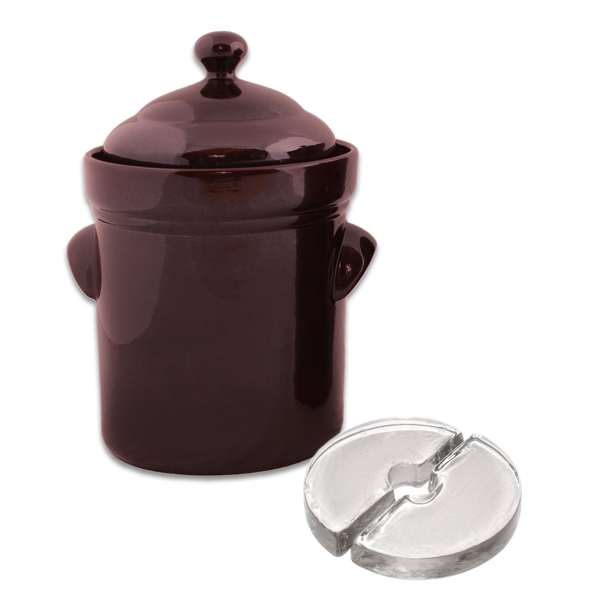 Stone Creek Trading Fermenting Crock 5 Liter with Glass Weights 1 Stone Creek Trading Fermenting Crock 5 Liter with Glass Weights