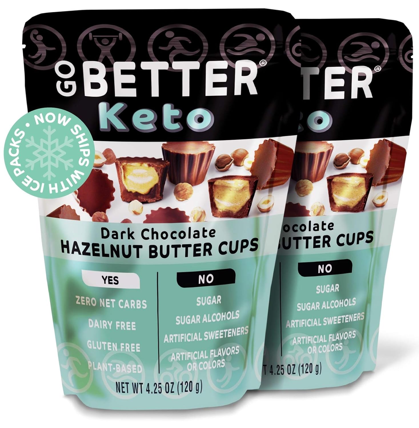 GO BETTER Keto Cups 1 Net Carb, Gluten Free, No Sugar, No Artificial Sweeteners
