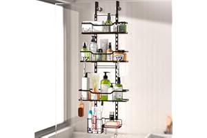 Skycarper 4 Tier Over The Door Wall Mount Shower Caddy for Bathroom, Hanging Shower Organizer Shelf Toothbrush Holder Soap Rack, Bronze