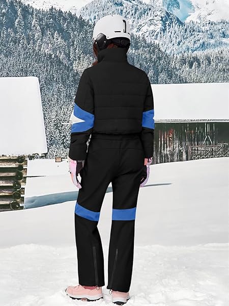 YOUSIFY WOMENS ONESIE SKI SUIT WINTER OUTDOOR SPORTS WARM WATERPROOF SNOWSUIT COLOR BLOCK JUMPSUITS SNOW JACKETS