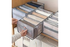 Large Size Wardrobe Clothes Organizers, 7-Compartment Foldable Drawer Organizers with Handles, 14.17 x 9.84 x 7.87 Inches, fo