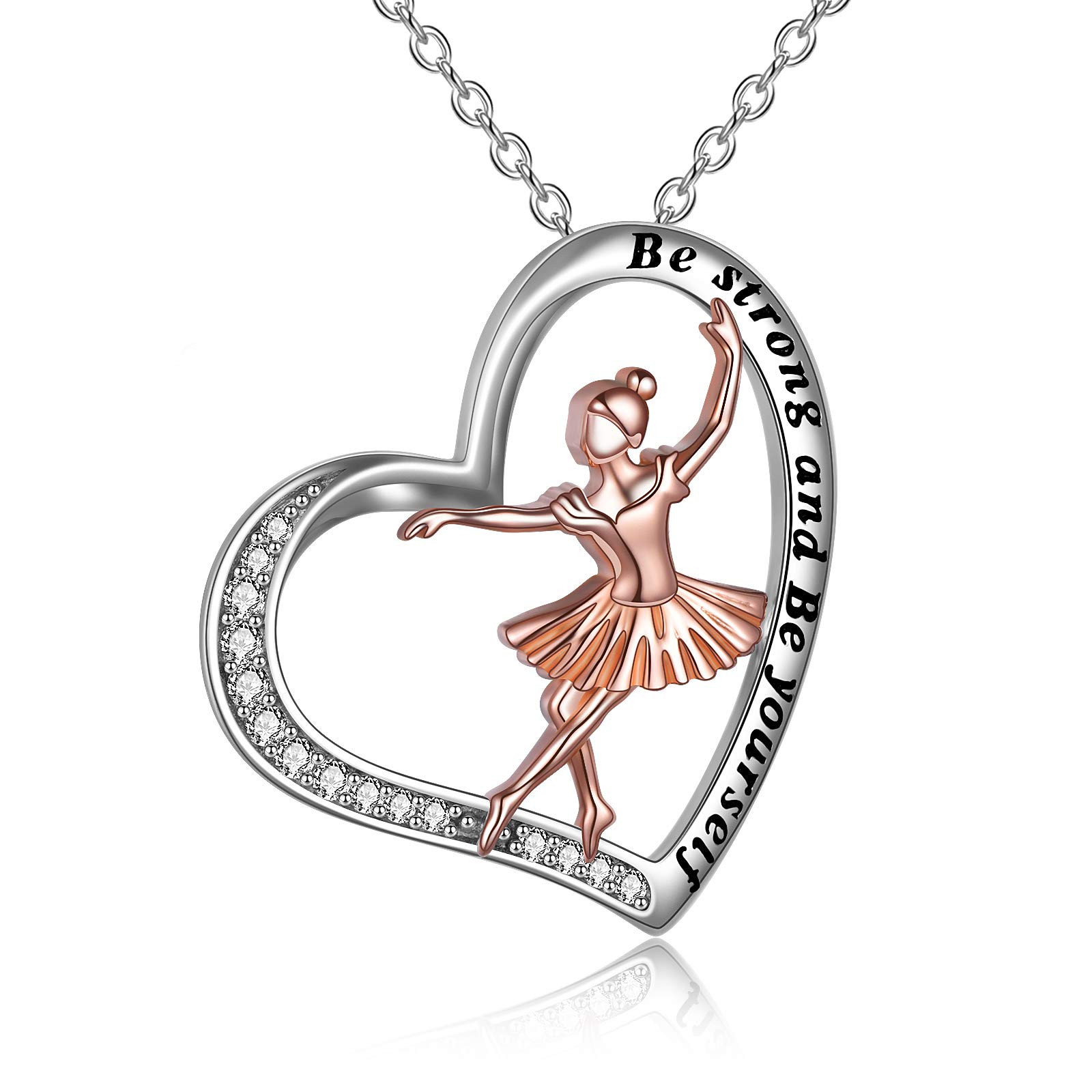 YFN Ballet Necklace 925 Sterling Silver Ballerina Pendant Sports Jewellery Gifts for Women Girls Daughter Dancer — image 1