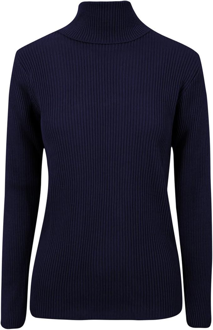 Oromiss Womens Knitted Polo Neck Top Roll Turtleneck Jumper Sweater