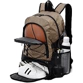 HUA ANGEL Basketball Backpack, Large Sports Bag with Separate Ball Holder &amp; Shoe Compartment, Men/Women Gym Backpack for Basketball Soccer Volleyball