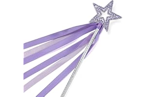 Lovelyshop Lavender Crystal Metal Star Fairy Wand with Ribbon for Girls Halloween Decorations