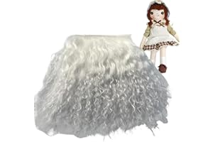 Doll Hair Wefts 4x4 Inch Curly White Doll Hair Natural Realistic Wig DIY-Friendly Wool Craft for Making, Figurine, Art Craft 