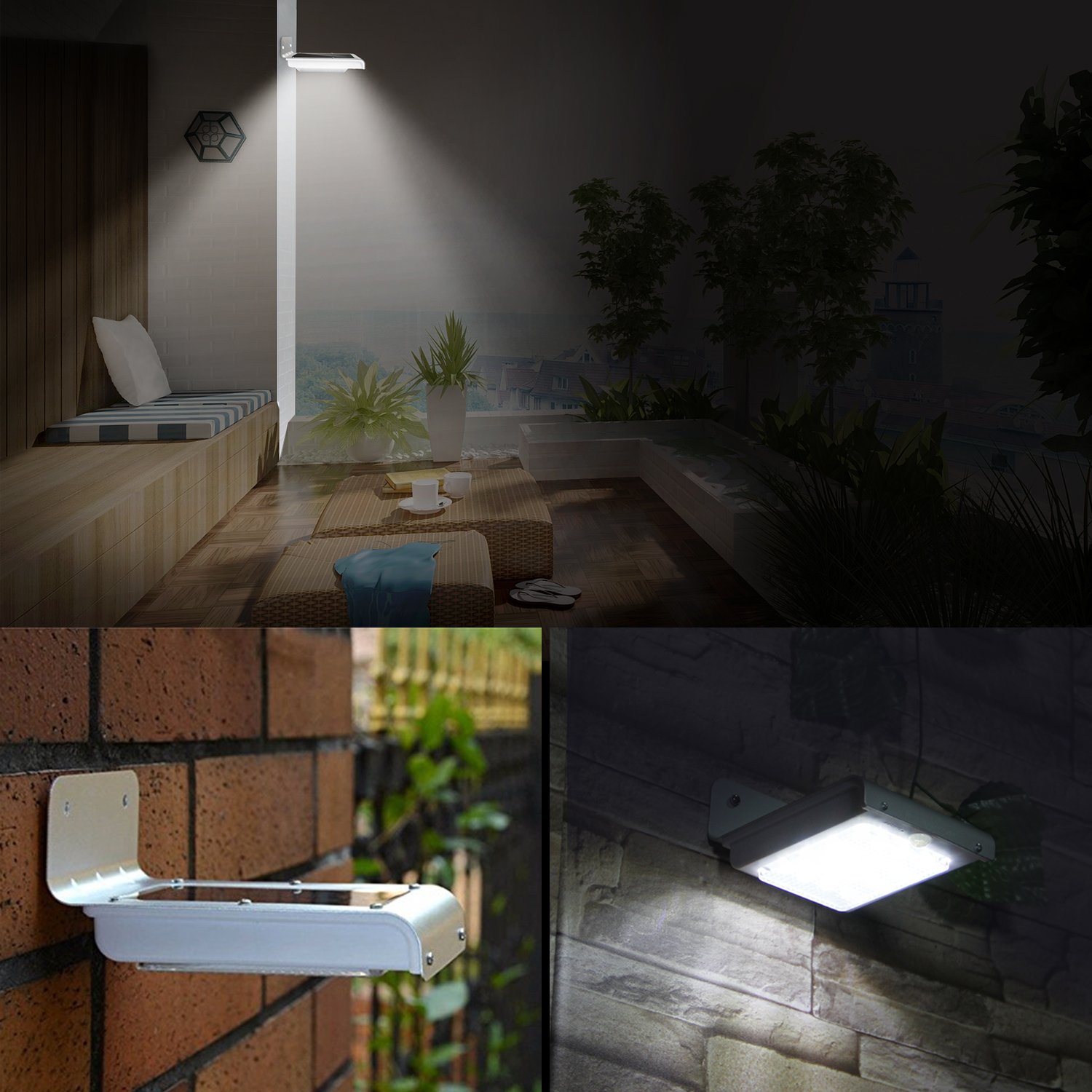 Solarmks PB-1805 SL-S-16 Motion Sensor Solar Lights 16 LED Auto Waterproof for Outdoor Garden Fence Wall Step (2-Pack)