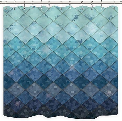 Cdcurtain Mermaid Rhombus Geometric Shower Curtain Free Metal Hook
