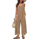 Panadila Womens Waffle Knit Jumpsuit Casual Wide Leg Jumpsuits Oversized Long Rompers Open Back Loose Overalls