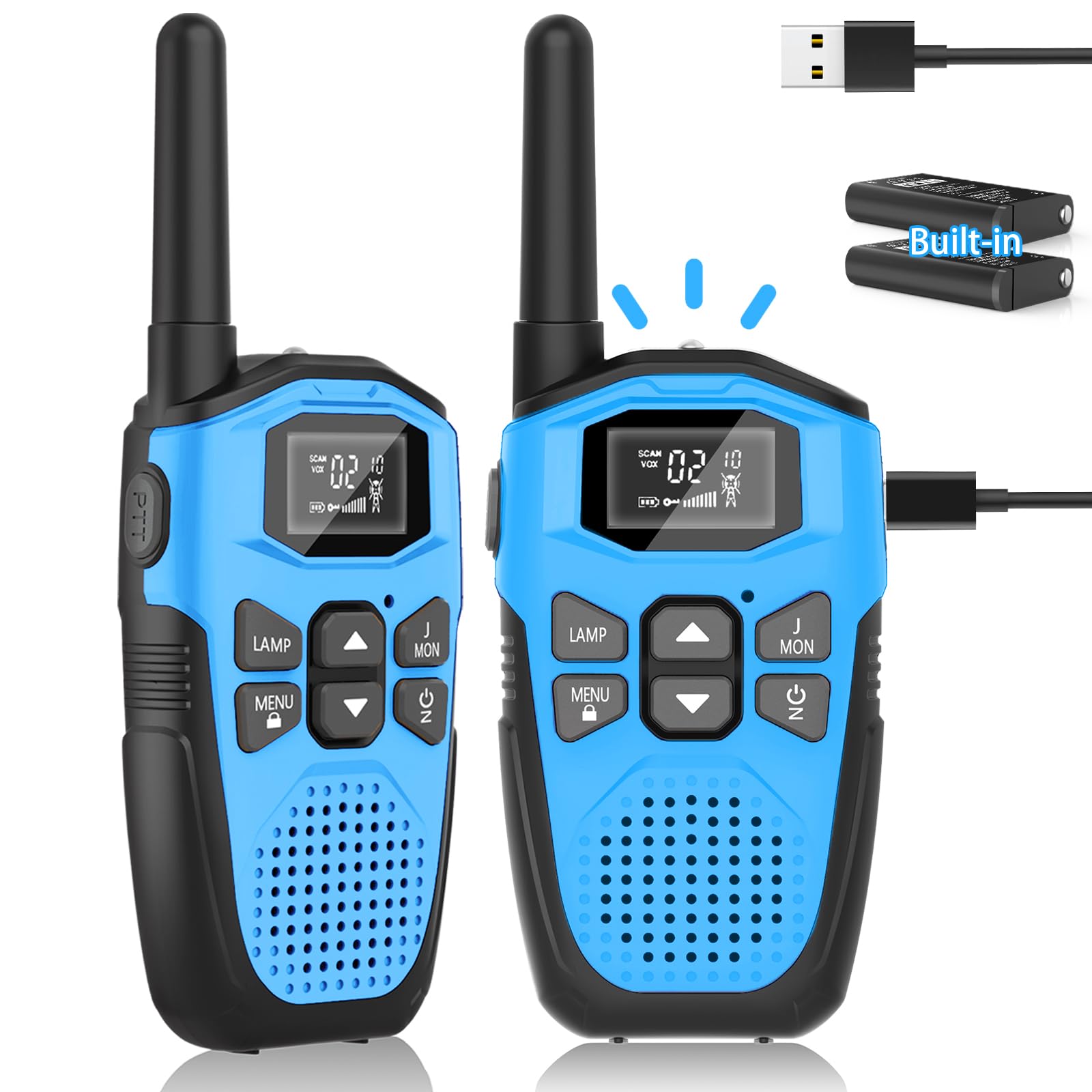 NXGKET Walkie Talkies for Kids Adults,Rechargeable Walkie Talkie with Built-In 1200mAh Batteries,Toys Gift for 5 6 7 8 Year Olds,16 Channels Radio VOX Hand Free for Outdoor Game Camping Hiking