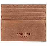 BERLINER BAGS Vintage Genuine Leather Card Wallet, RFID Blocking Card Holder, Front Pocket Wallets, Slim Wallet for Men and Women - Brown