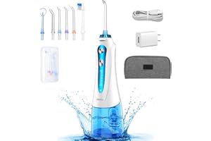 Water Dental Flosser Cordless for Teeth - H2ofloss Portable Oral Irrigator, Rechargeable Water Pick Teeth Cleaner for Home Travel, IPX7 Waterproof, 5 Modes and 6 Jet Tips for Braces & Bridges Care