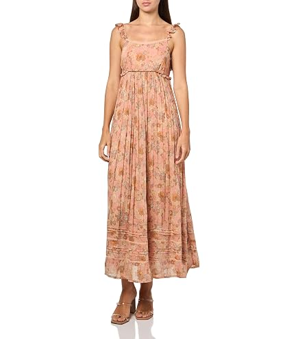 lucky brand dresses women Women's Smocked Dropped Waist MIDI Shirt Dress, Olive Floral, L (14-16) at Amazon Women's Clothing store Burgundy Maxi Dress - Style:Dresses So flattering with a feature_Amazing Back Details
