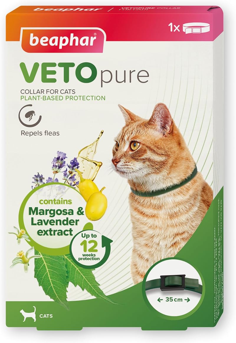 Beaphar VETOpure Cat Flea Collar Plant Based 12 Weeks 35cm Margosa Lavender