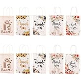 Astrappai 10PCS Thank you Gift Bags, Floral Design Thank You Paper Bags with Handle 8 * 6 * 3in Thank You Bags for Party Wedding Business Baby Shower