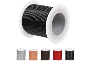 Hilitchi Black 10m x 2mm Round Leather String Cord for Jewelry Making, DIY Crafts