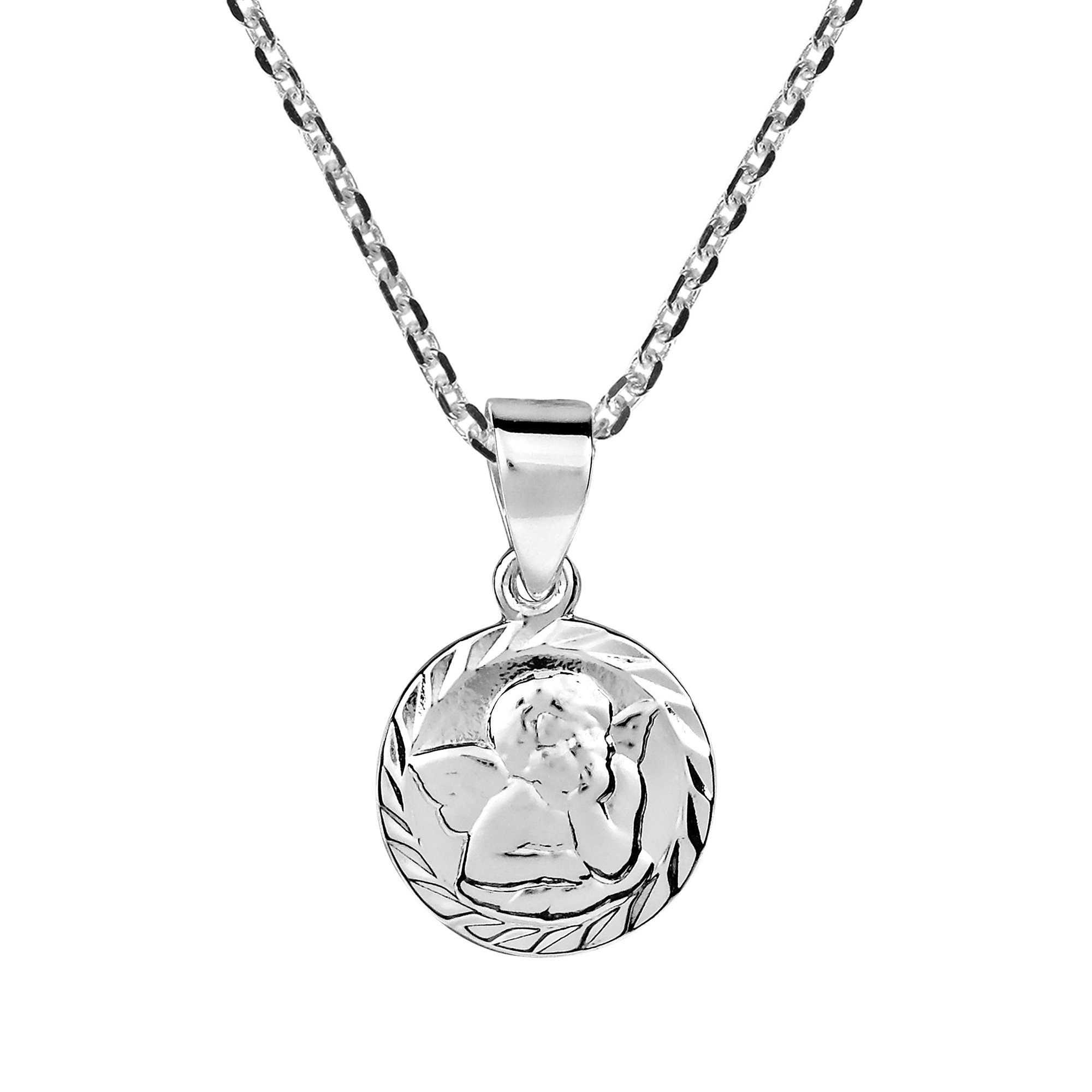 AeraVida Mini Baby Cherub Cupid Angel .925 Sterling Silver Necklace