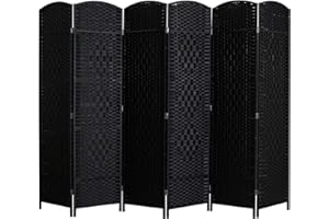Cocosica Folding Room Divider, 6 Panel Weave Fiber Privacy Screen with 6 ft Tall, Extra Wide Room Screen Divider Separator, Decorative Separation Wall Divider, Freestanding Room Partition…