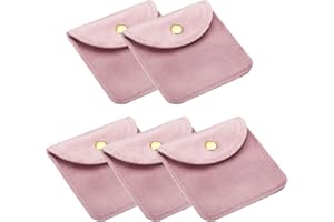 PATIKIL 8x8cm Jewelry Pouches with Snap Button, 5 Pack Velvet Jewelry Pouches Portable Soft Storage for Necklace Bracelet Ear