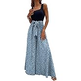 Yajedo Women's Jumpsuits Dressy Casual Summer Loose Wide Leg Tank Top Jumpsuit with Belt