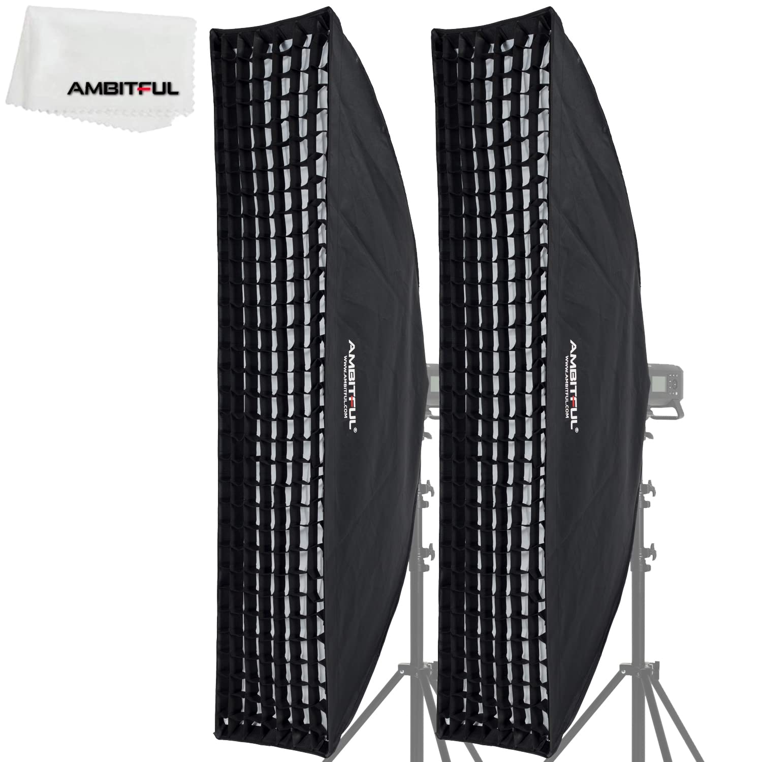 AMBITFUL 2PCS FW35X160 35x160cm 14"x63" Beehive Honeycomb Grid Strip Softbox Bowens Mount for Studio Flash