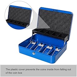 Jssmst Locking Large Metal Cash Box with Money