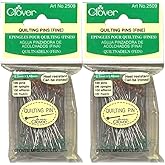Two (2) Boxes Quantity 100 Clover Fine Quilting Pins ~ Article No. 2509 ~ 1-7/8" Long 0.5mm Glass Head