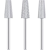 3 Pieces Tapered Barrel Carbide Nail Drill Bit, 3 Sizes Carbide Nail Drill Bit Acrylic File Cuticle, Art Tools for Gel Manicure Pedicure(XF, F, M,Silver)