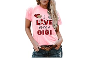 YHIWU Summer Tops for Women Casual Short Sleeve Love Printed T-Shirts Crewneck Loose Comfy Blouse Fashion Tees Basic Tops