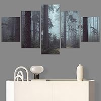 SIGNWIN 5 Panel Canvas Wall Art Modern Art Dramatic Forest Multicolor Photography Romantics Scenic for Home Decorations Ready to Hang - 60