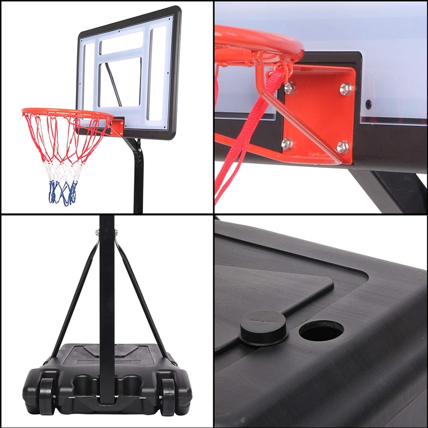 RICHU Basketball Hoop Stand, Portable Movable PVC Transparent Backboard Basketball Stand (Basket Adjustment Height 45''-53'') Maximum Applicable for 7# Ball : Sports & Outdoors