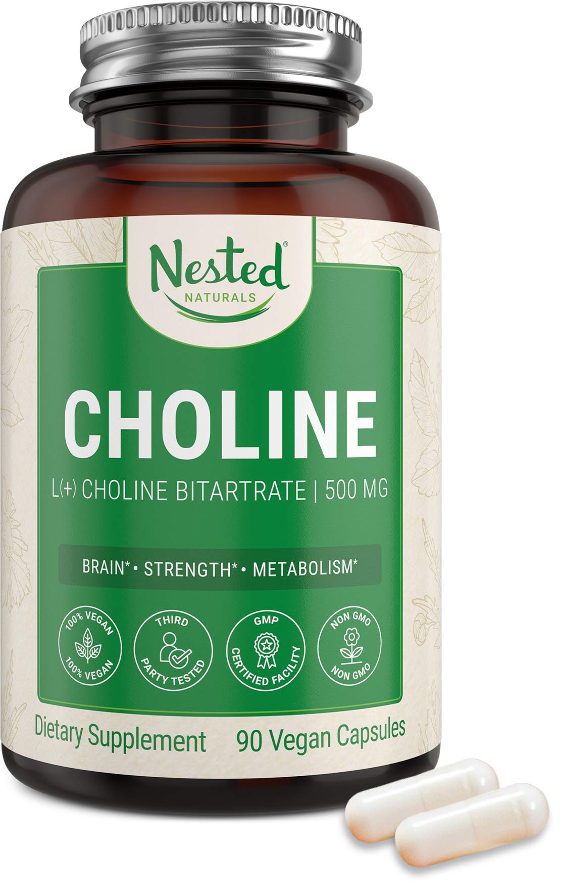 Choline Bitartrate 500mg Promotes Brain Health, Mental Focus & Memory