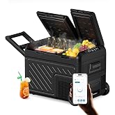 WOLFBOX 12V Car Refrigerator, 39 Quart Dual Zone Car Fridge, Portable Freezer(-8℉~68℉) with 12/24V DC 100/240V AC, APP Control Electric Cooler for Car, RV, Camping, Travel and Home Use