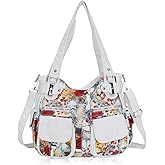 Angel Kiss Women's Designer Handbag Large Double Zipper Multi Pocket Washed Leather Purse