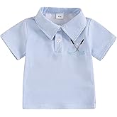 Toddler Baby Boy Shirt Golf Stripes Short Sleeve Button Down T-Shirt Tops Cute Infant Casual Tee Summer Clothes