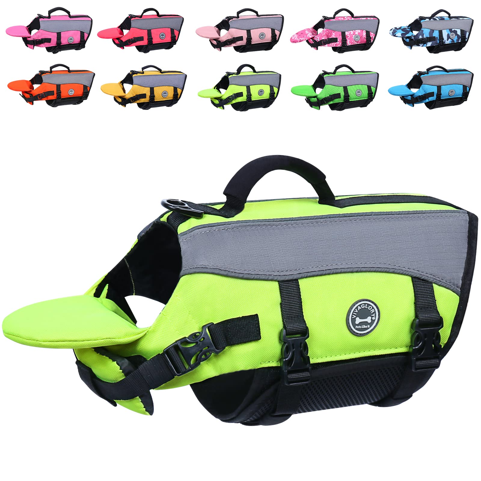 VIVAGLORY Front Float Dog Life Vest, Dog Life Jacket for Swimming & Boating, Swimming Vest with Chin Float & Handle, Ripstop & Buoyancy for Puppy Doggy, XL, Bright Yellow Image VIVAGLORY Front Float Dog Life Vest, Dog Life Jacket for Swimming & Boating, Swimming Vest with Chin Float & Handle, Ripstop & Buoyancy for Puppy Doggy, XL, Bright Yellow Image
