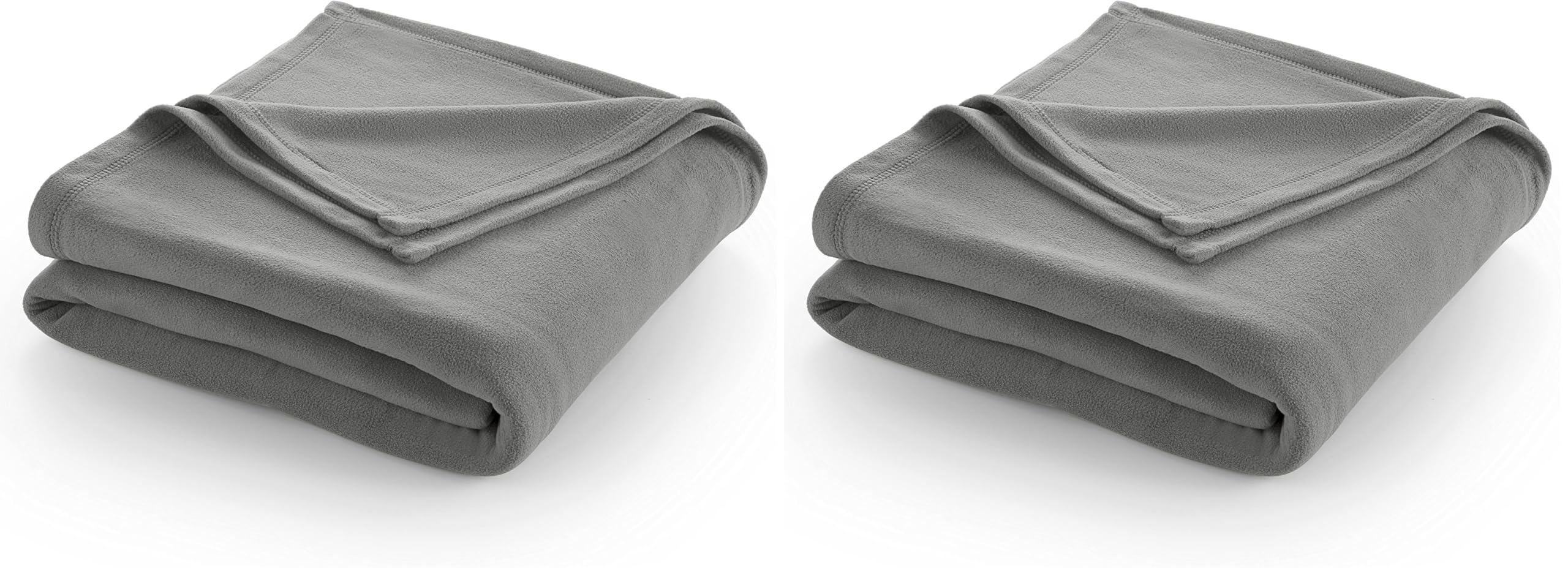 Twin Size Fleece Bed Blanket | Comfy Supersoft Fleece Blanket – All-Season Light Weight Throw Blanket | Luxuriously Soft | Throw Blanket for Couch and Sofa | Machine Wash | Gray | (Pack of 2) Image