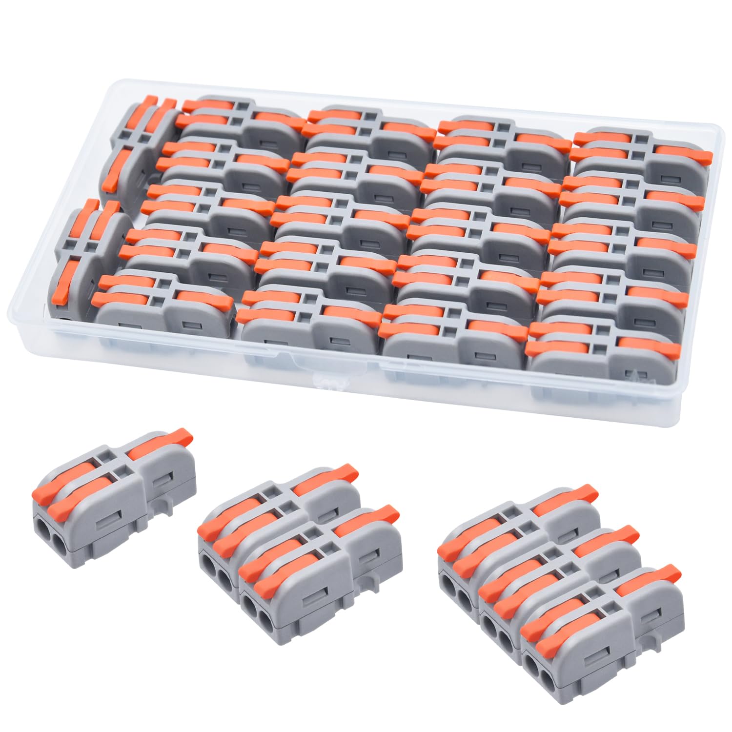 XALXMAW 22Pcs Lever Wire Connectors, 1 In 2 Out Mini Splicing Compact Splitter Docking Terminal Block Electrical Connectors 28-12 AWG